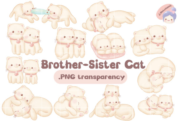 Brother or Sister Cats Set: A Versatile Clipart Collection for Creative Projects