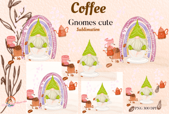 Coffee Gnomes Rainbow Cute Sublimation: A Versatile Design Resource for Creative Projects