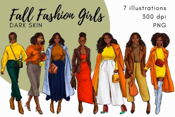 Explore Fall Fashion Girls - Dark Skin Clipart for Creative Projects