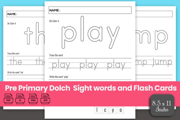 Pre Primary Dolch Sight Words for Kids
