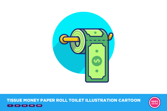 Tissue Money Paper Roll Toilet Illustration