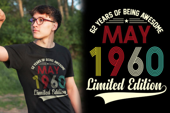 Vintage May 1960 Birthday Font