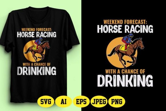 Weekend Forecast Horse Racing Design 5: A Unique T-Shirt Design for Horse Lovers and Print-on-Demand Entrepreneurs